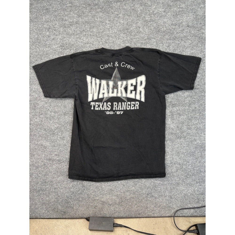 Vintage Walker Texas Ranger Cast Crew T Shirt Mens Medium Black 1996 1997 Gildan